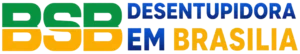 Logotipo da Desentupidora em Brasília BSB, com as letras BSB em verde e amarelo e o texto "Desentupidora em Brasília" em azul e amarelo, em um fundo transparente.